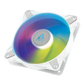 Arctic 12cm P12 Pressure Optimised PWM PST ARGB Case Fan, Fluid Dynamic, 12 LEDs, 0 - 2000 RPM, 0dB Mode, White - FIXgenie